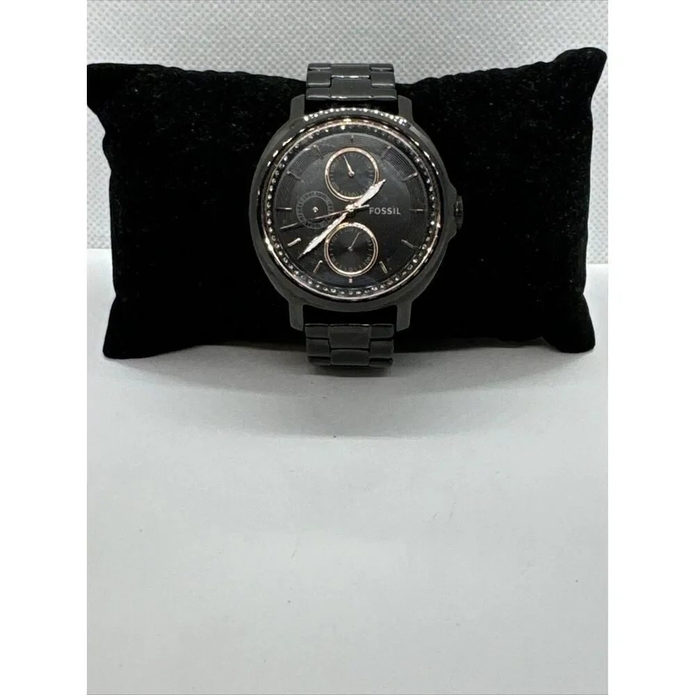 Fossil Chelsey ES3451 Women Black Stainless Steel Analog Dial Wrist Watch JNA334